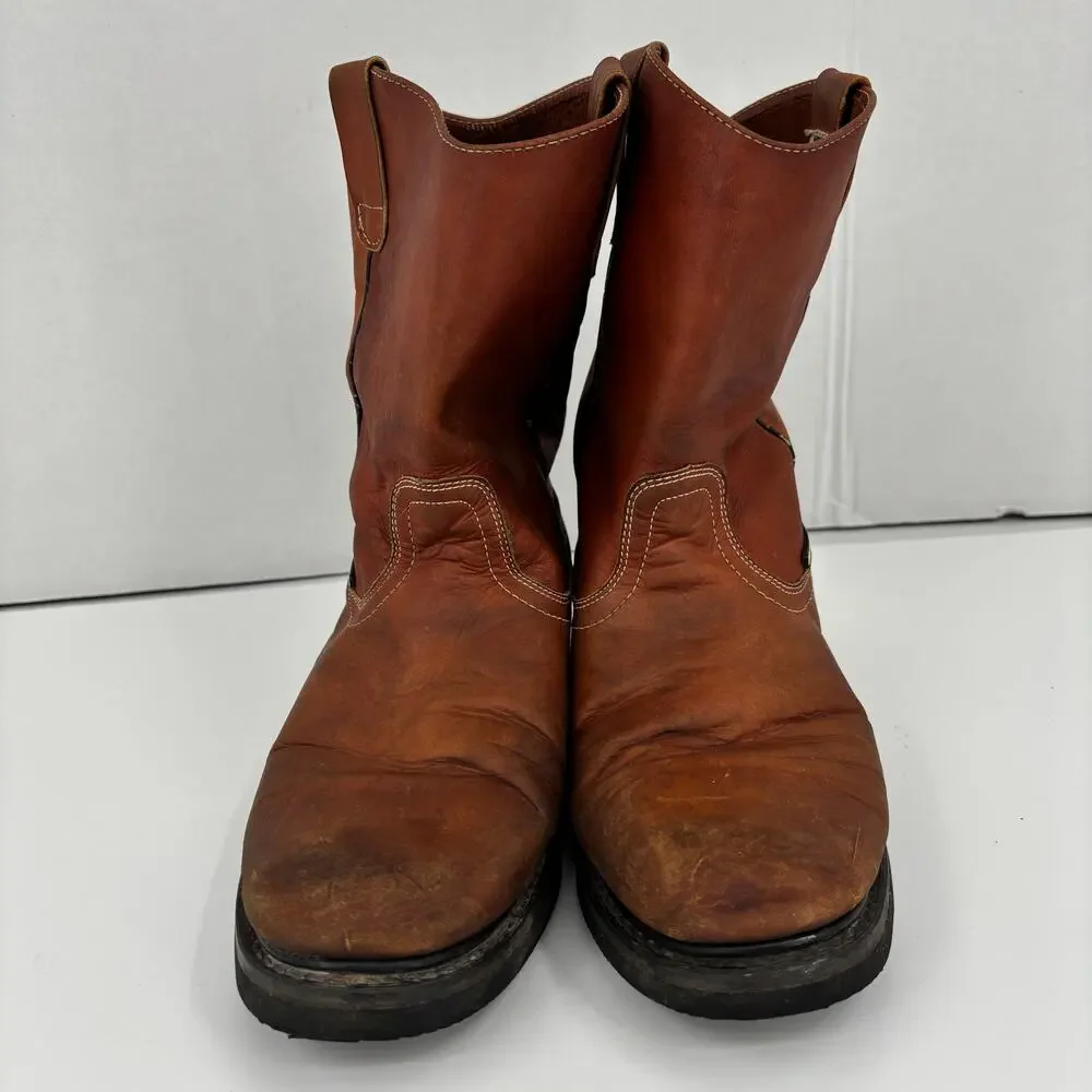 Caretta Leather Boots Brown Pull On Western Work Made in Mexico Mens Mex Size 28